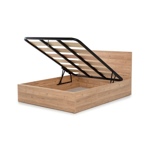 Dvoulůžková postel s úložným prostorem s roštem 160x200 cm v přírodní barvě Kronos – Marckeric-image-4