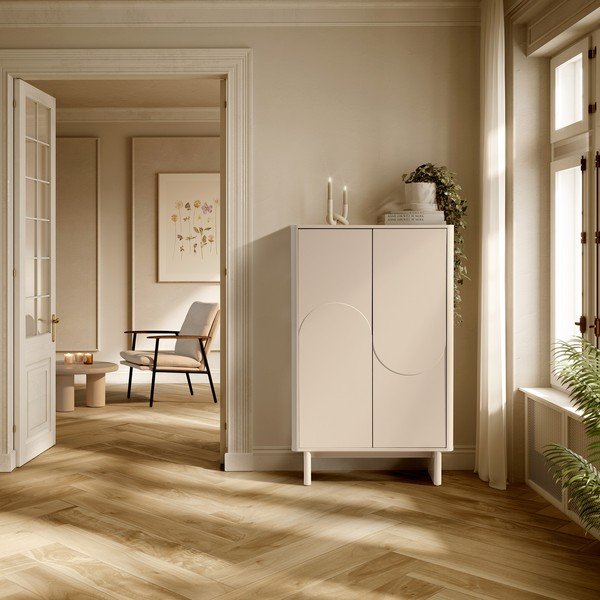 Krémová skříňka 80x130x40 cm Solei – MOME-image-1