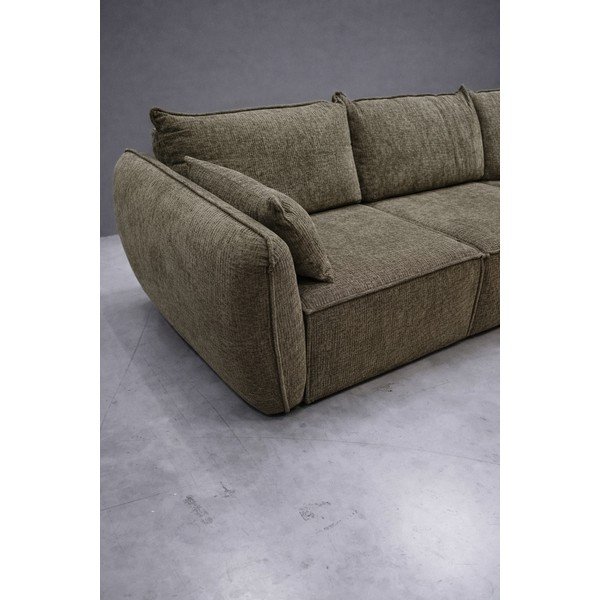 Zelená žinylková rohová pohovka (pravý roh/s lenoškou) Vanda - II. jakost – Mazzini Sofas-image-3