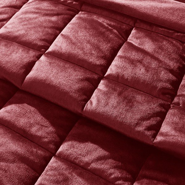 Vínový sametový prošívaný přehoz 220x220 cm Kingsley Matt Velvet – Catherine Lansfield-image-2