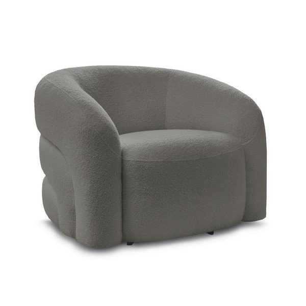 Šedé otočné křeslo z textilie bouclé Elina – Bobochic Paris