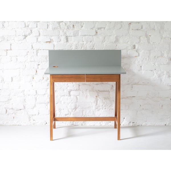 Šedý psací stůl s podnožím z jasanového dřeva Ragaba Luka Oak, délka 85 cm-image-1