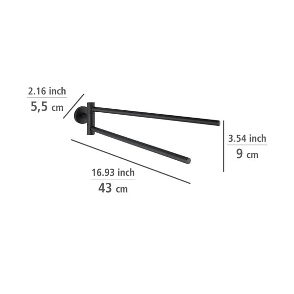 Matně černý samodržící držák na ručníky z nerezové oceli Bosio – Wenko-image-1