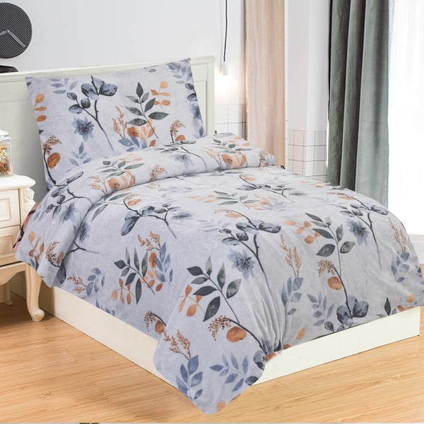 Šedomodré povlečení na jednolůžko z mikroplyše 140x200 cm Greta – My House