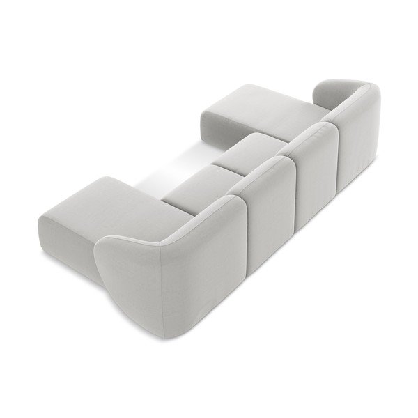 Světle šedá sametová rohová pohovka (do "U") Lani – Makamii-image-3