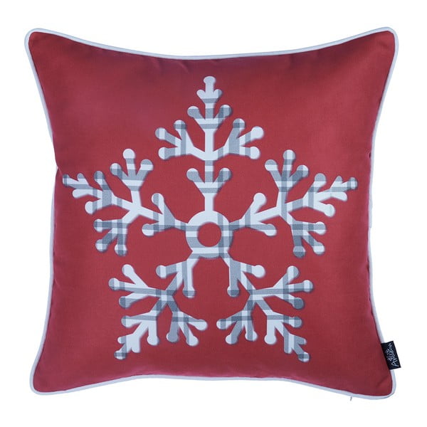 Červený povlak na polštář s vánočním motivem Mike & Co. NEW YORK Honey Snowflake, 45 x 45 cm
