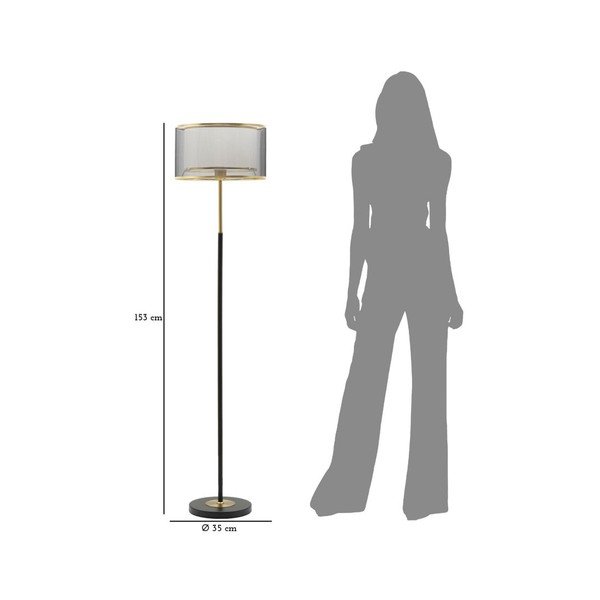 Černá/ve zlaté barvě stojací lampa s textilním stínidlem (výška 153 cm) Levels – Mauro Ferretti-image-4