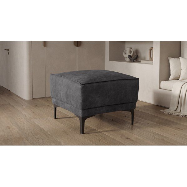 Antracitový taburet z imitace kůže Copenhagen – Scandic-image-4