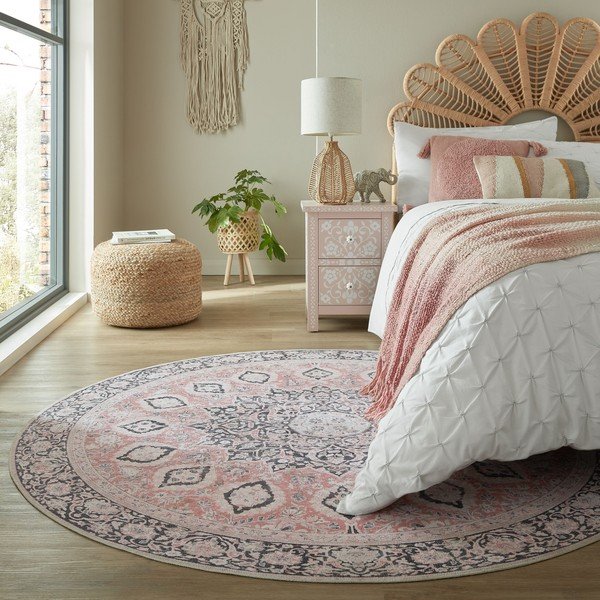 Růžový pratelný kulatý koberec ø 180 cm FOLD Somerton - Flair Rugs-image-1