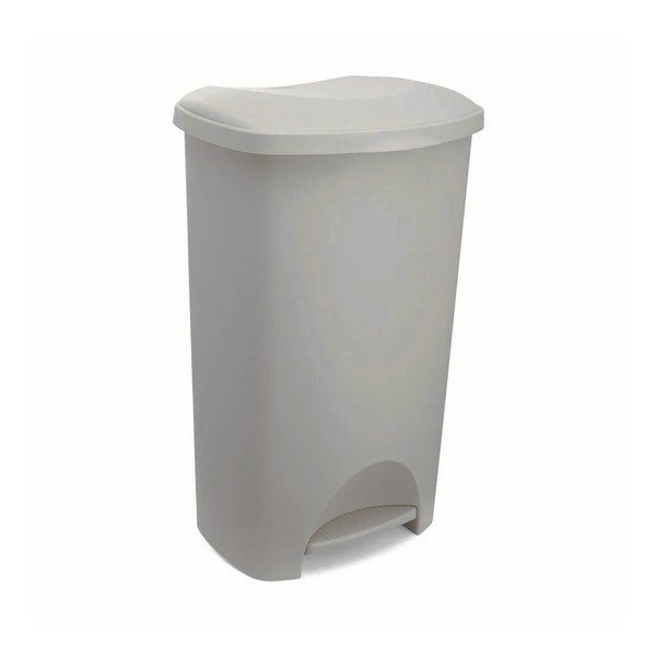Šedobéžový nášlapný plastový odpadkový koš 50 l – Addis