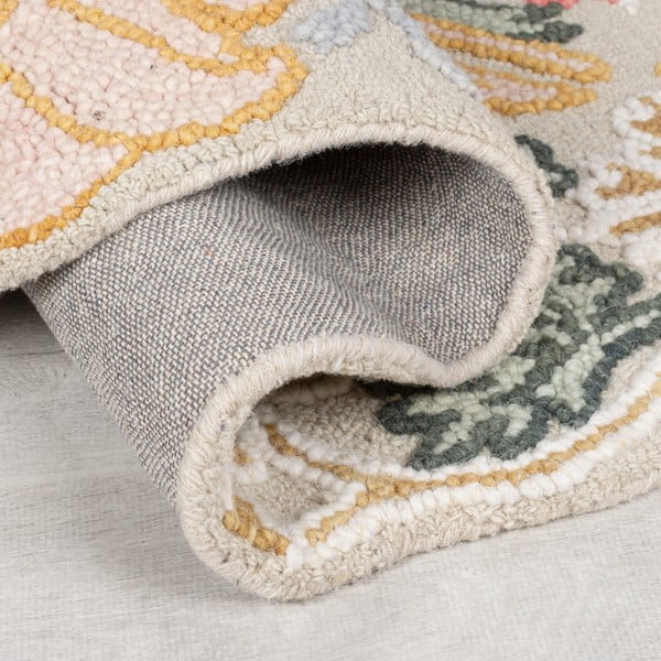 Světle růžový ručně tkaný vlněný běhoun 60x230 cm Daphne Shaped Floral – Flair Rugs-image-3