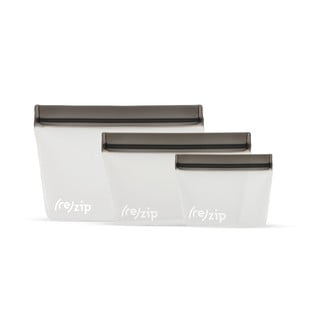 Sada 3 šedých svačinových sáčků (re)zip Essential