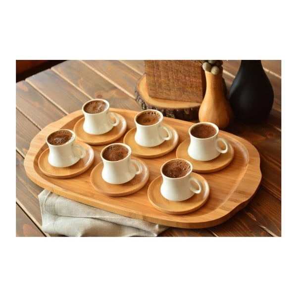 Sada 6 porcelánových šálků s bambusovými podšálky Bambum Largi-image-2