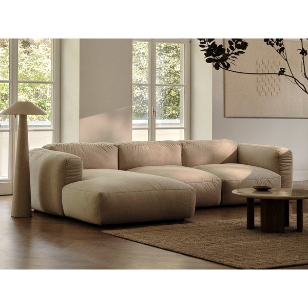 Béžový sametový modul pohovky (středový díl) Martina – Micadoni -image-1