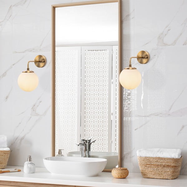 Bílé/v mosazné barvě nástěnné svítidlo ø 15 cm Viran – Opviq lights-image-2