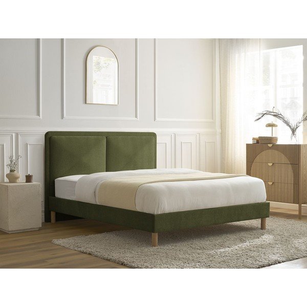 Zelená čalouněná čalouněná dvoulůžková postel s roštem 140x190 cm Mara – Bobochic Paris-image-2