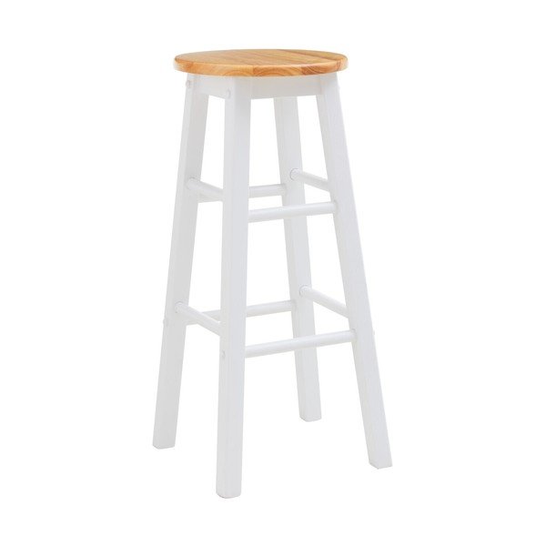 Bílá/v přírodní barvě barová stolička z kaučukového dřeva (výška sedáku 74 cm) Chester – Premier Housewares