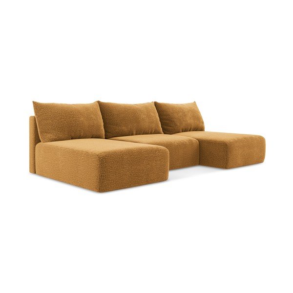 Oranžová rozkládací/s úložným prostorem rohová pohovka Kalena – Makamii-image-2