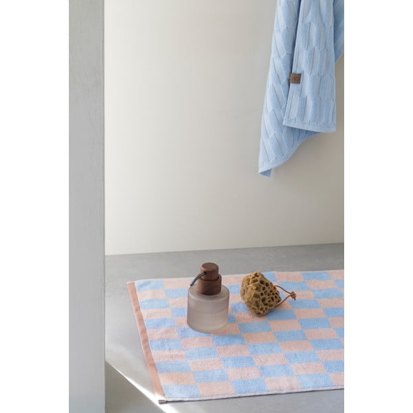 Modro-růžová koupelnová předložka z bio bavlny 50x80 cm Retro – Mette Ditmer Denmark-image-1