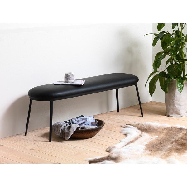 Černá lavice z imitace kůže Gain – Unique Furniture-image-1