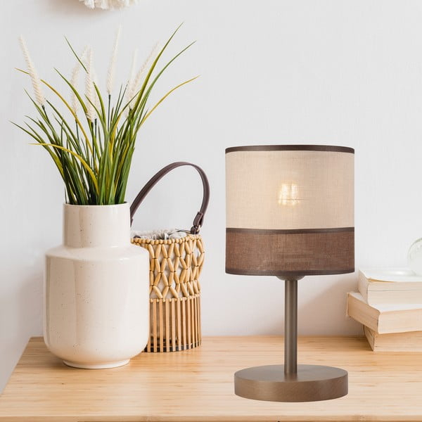 Tmavě hnědá stolní lampa s textilním stínidlem, výška 30 cm Andrea – LAMKUR-image-1