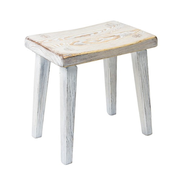 Dřevěná stolička Wooden Stool, bílé dřevo