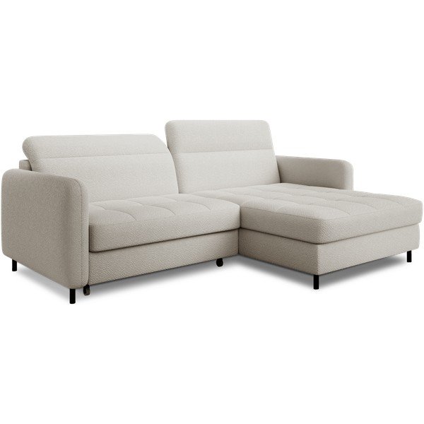 Krémová rozkládací/s úložným prostorem rohová pohovka z textilie bouclé (pravý roh/s lenoškou) Gomsi – ELTAP-image-2