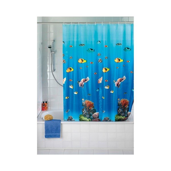 Modrý sprchový závěs Wenko Ocean, 180 x 200 cm-image-1