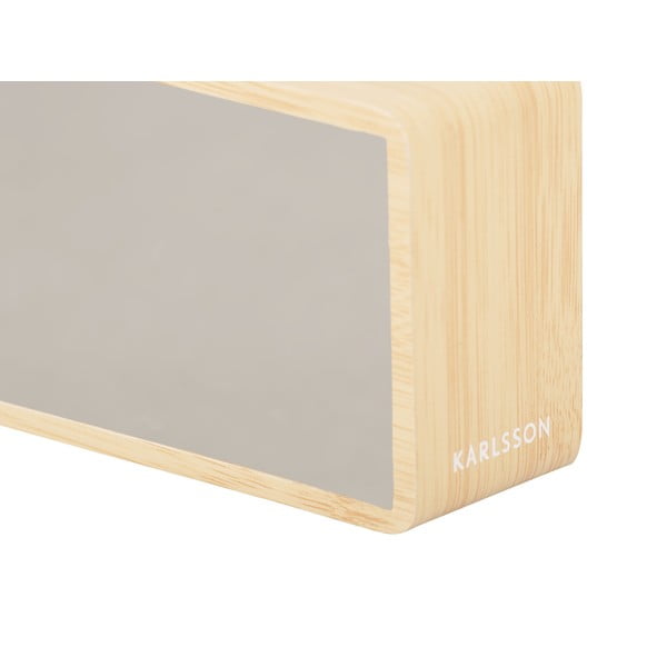 LED budík ve stříbrné barvě a dekoru světlého dřeva Karlsson Mirror-image-3