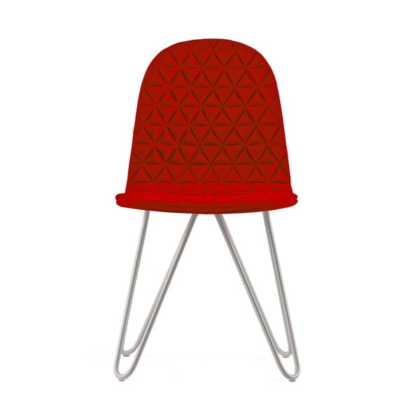 Červená židle s kovovými nohami Iker Mannequin X Triangle