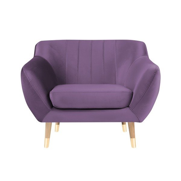 Fialové sametové křeslo Mazzini Sofas Benito