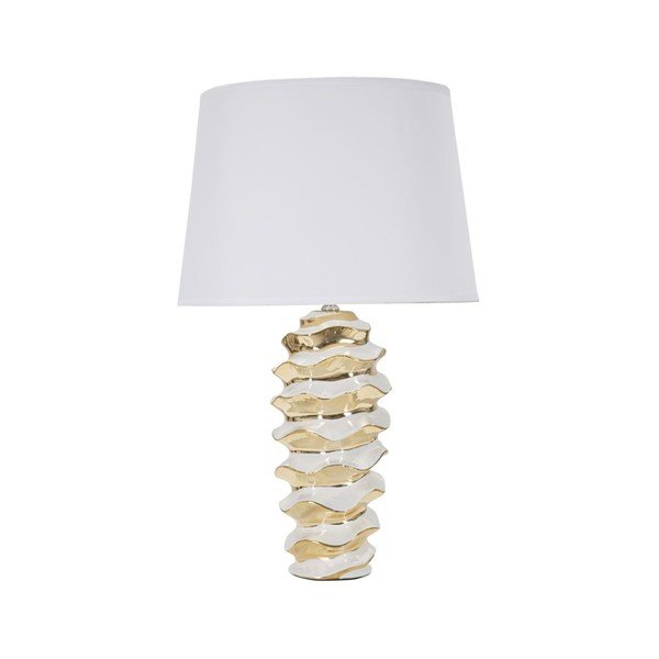 Bílá/ve zlaté barvě keramická stolní lampa s textilním stínidlem (výška 53 cm) Glam Space – Mauro Ferretti