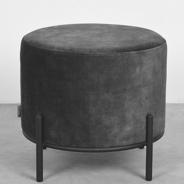 Tmavě šedý sametový taburet Troy – LABEL51-image-1