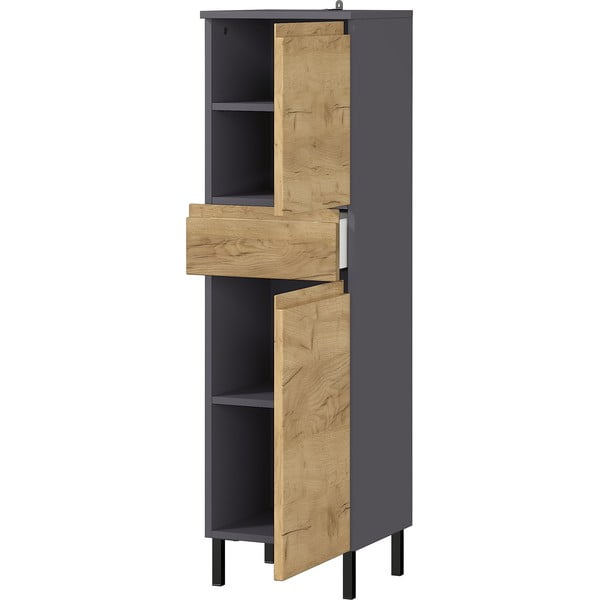 Tmavě šedá vysoká koupelnová skříňka v dekoru dubu 34x120 cm Salinas - Germania-image-2