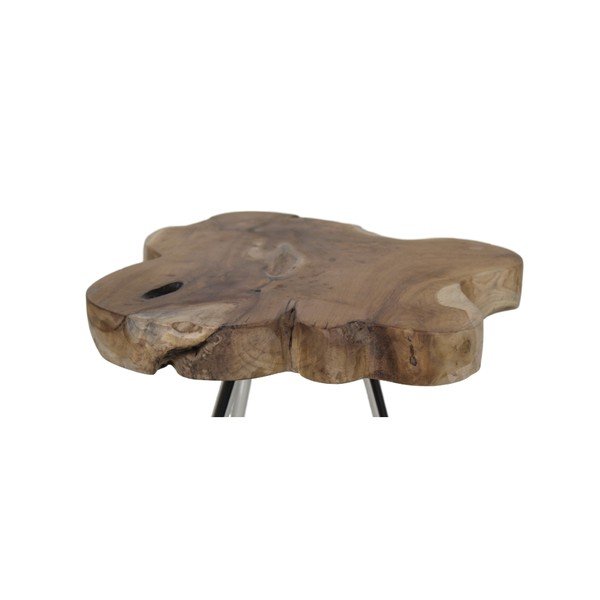 Odkládací stolek s deskou z neopracovaného teakového dřeva HSM collection Tribe, ⌀ 40 cm-image-1