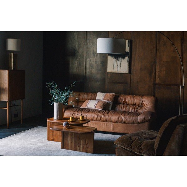 Koňakově hnědá kožená pohovka 214 cm Douglas – Dutchbone-image-1