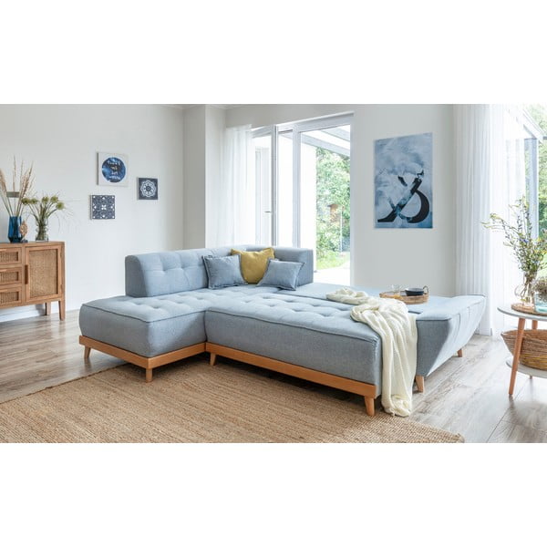 Světle modrá rozkládací rohová pohovka Miuform Dazzling Daisy L, levý roh-image-4