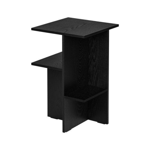 Černý noční stolek v dekoru dubu s poličkami Atik – noo.ma