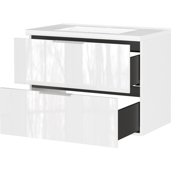 Bílá lesklá závěsná skříňka pod umyvadlo 81x61 cm Celano – Germania-image-3