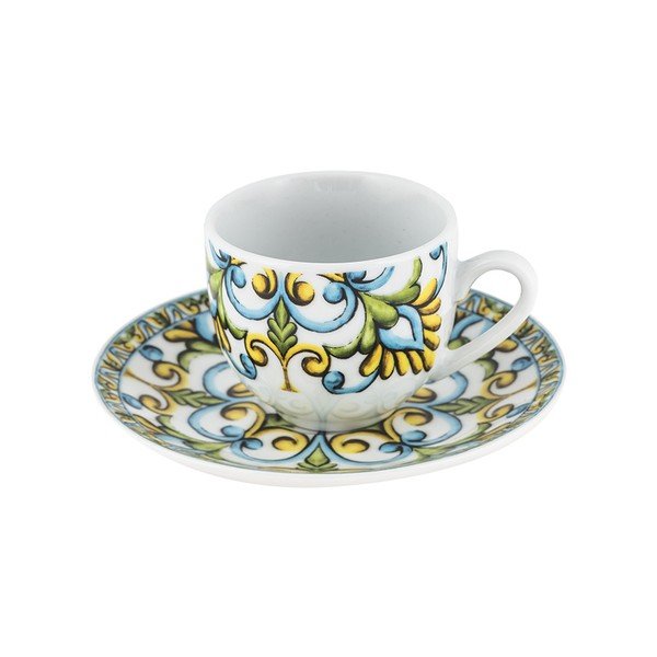 Sada 6 porcelánových hrnků s podšálky Villa Altachiara Caltagirone