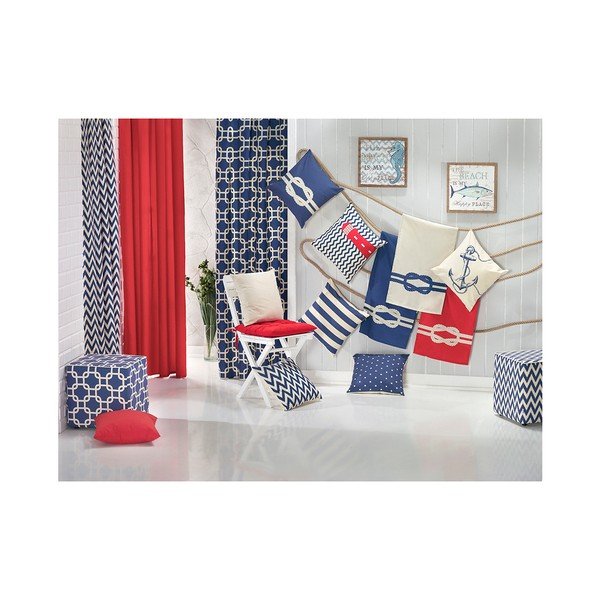 Modrý povlak na polštář Mike & Co. NEW YORK Sail Stripes, 43 x 43 cm-image-1