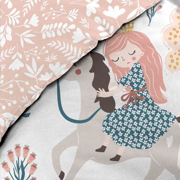 Bílé/růžové bavlněné dětské povlečení na jednolůžko 140x200 cm Lilibelle – douceur d'intérieur-image-1