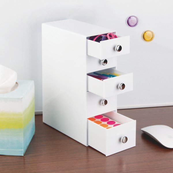 Bílá úložná skříňka se šuplíky InterDesign Drawers Tower, výška 25,5 cm-image-1