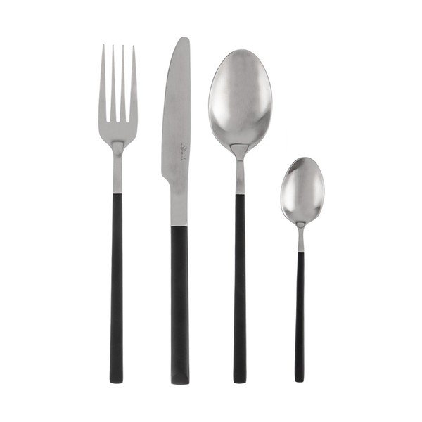 Černý/ve stříbrné barvě nerezový příbor 24 ks Skandi – Orion
