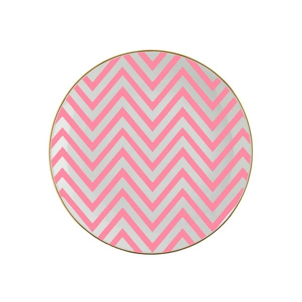Růžovobílý porcelánový talíř Vivas Zigzag, Ø 23 cm