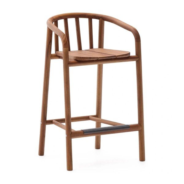 Dřevěná zahradní barová židle v přírodní barvě Turqueta – Kave Home