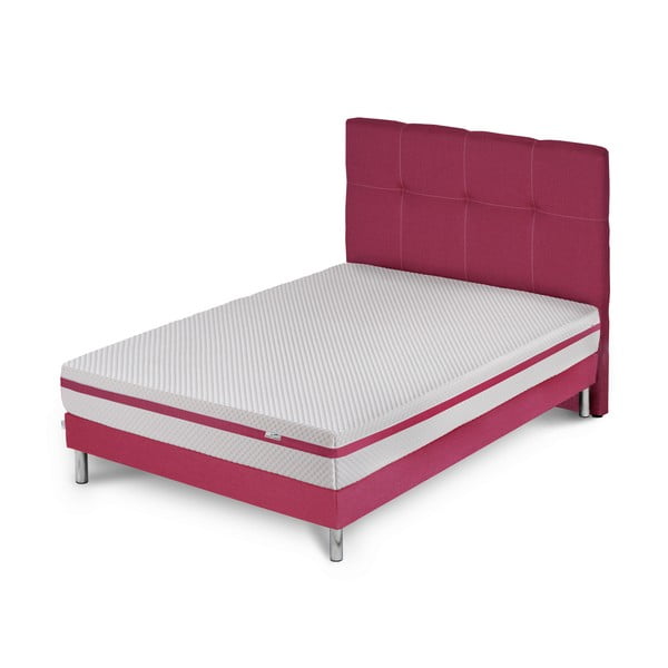 Růžová postel s matrací Stella Cadente Pluton, 160 x 200  cm