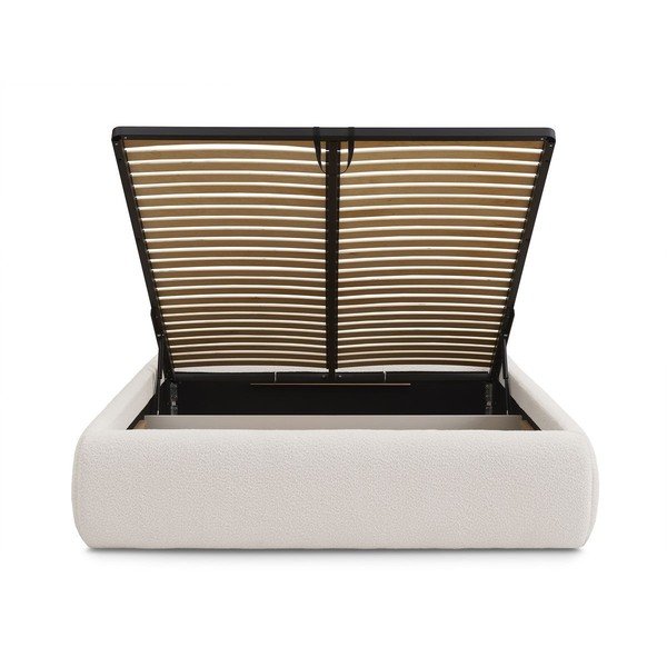 Bílá čalouněná dvoulůžková postel s úložným prostorem/bez čela s roštem 160x200 cm Inera – Bobochic Paris-image-4