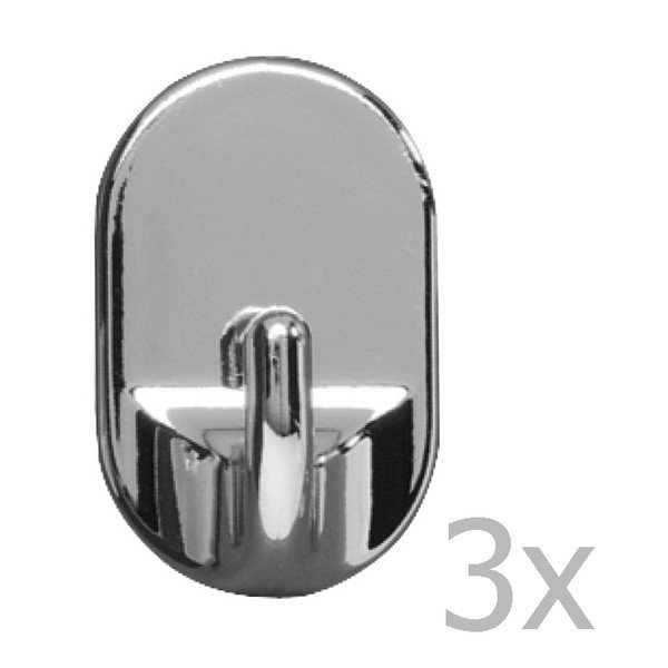 Sada 3 nástěnných háčků Wenko Medium Oval Hooks Chrome-image-1