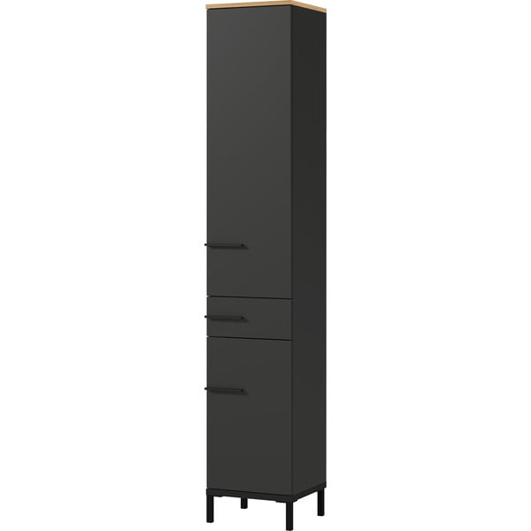 Tmavě šedá vysoká koupelnová skříňka v dekoru dubu 34x34 cm Yonkers - Germania-image-2